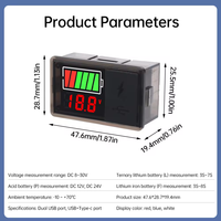 DC 8 ~ 30V type-c USB batterie de voiture voltmètre indicateur de niveau de Charge batterie au Lithium compteur de capacité affichage de Test testeur de LED