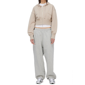 Sudadera con Capucha Corta para Mujer, con Cierre, Color Sólido, Manga Larga, Tejida en Algodón, para Otoño - Product Image 3