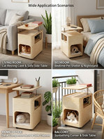Table d'appoint en bois pour chat, mobilier multifonctionnel avec rangement, roulettes et décoration pour la maison des animaux