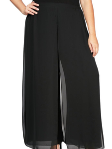 <span class=keywords><strong>Pantalon</strong></span> de robe en mousseline de soie à coupe ample et jambes larges pour <span class=keywords><strong>femme</strong></span> Alex Evenings, élégant et formel pour la mère de la mariée - Product Image 1