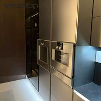 Meuble de rangement de cuisine modulaire contemporain prêt à assembler avec robinet, idéal pour appartements et centres commerciaux, construction en acier