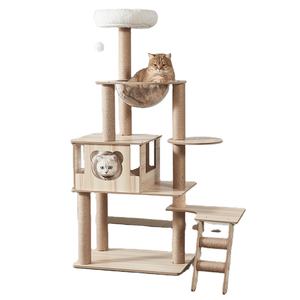 Moderner Kreativer Holz-Kletterbaum Kratzbaum Haustier-Möbel mit Schiene Kartonverpackung - Product Image 1