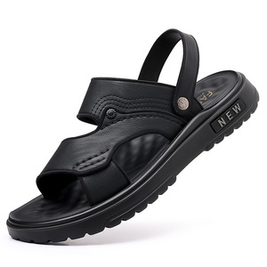 Sandalias Planas para Hombre, de Cuero, Suela Suave, Estilo Slip-On, para Playa, Color Negro y Caqui, Nuevo Estilo 2024 - Product Image 5