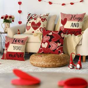 Fundas de Almohada con Estampado de Abrazos y Besos de San Valentín, Te Amo Más, Decoración de Sofá y Dormitorio con Rayas de Corazón para Bodas - Product Image 2