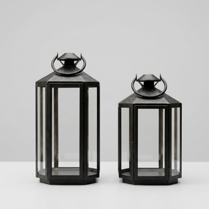 Lanternes à bougies en acier inoxydable nickel noir à motifs pour la décoration intérieure et extérieure (vente en gros) - Product Image 4