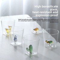 Tasses en verre borosilicate 3D sans PFAS, sans plomb, motif animaux de dessin animé, résistantes à la chaleur, anti-explosion, compatibles micro-ondes et lave-vaisselle
