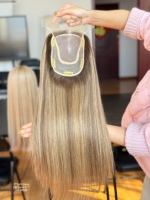 SHY Topper en cheveux humains 4*5 Mono, couleur blond T-Ash, cheveux vierges bruts, base mono, pour couverture de perte de cheveux féminine, commande en gros