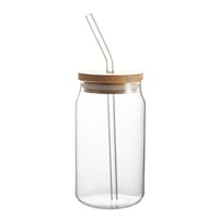 Vente en gros 20 Oz 16 Oz 13OZ Sublimation Snowglobe tasses en verre clair soda 16 oz bière peut tasses pot avec couvercle en bambou et paille