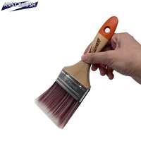 Pinceau plat à poils en polyester (blanc + rouge bordeaux) de 1 à 4 pouces, manche en bois cannelé de 75 mm, pour peinture à base d'eau, usage industriel, OEM