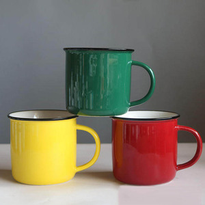 Tazza da Caffè Vintage in Smalto di Alta Qualità Disponibile in Bianco, Blu, Verde, Nero, Rosso <span class=keywords><strong>e</strong></span> Giallo. - Product Image 3