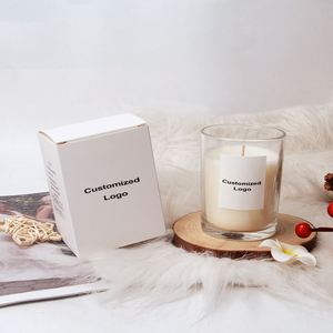 Bougie parfumée en cire de soja avec logo personnalisé dans un bocal en verre, style minimaliste pour la décoration de la maison, aromathérapie, parfum floral végétal - Product Image 3