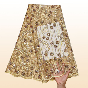 2025 precio al por mayor cordón guipur encaje lentejuelas tela francesa bordado para vestidos de novia mujeres textiles para el hogar bordado - Product Image 6