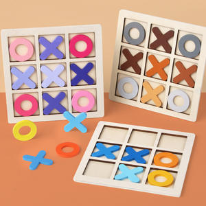 Jouet classique enfants jouets en bois Tic <span class=keywords><strong>Tac</strong></span> Toe plateau de jeu jouets éducatifs en bois XO échecs avec deux joueurs - Product Image 3