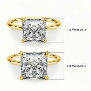 Joyería de Oro Laminado al por Mayor Anillo de Compromiso Clásico con 4 Puntas de Plata 925 y Oro Laminado de 14K con Diamante de Moissanita Corte Princesa de 1.5ct <span class=keywords><strong>D</strong></span> VVS1 - Product Image 5