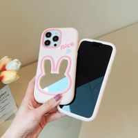 Coque de téléphone miroir de maquillage pour iPhone 18 Pro Max 17 Pro, coque en silicone anti-chute motif lapin pour iPhone 15 Pro Max