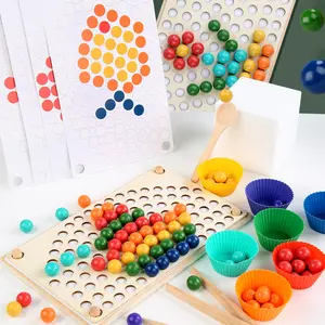 Wooden Toy Clip Beads Game Puzzle Toddler Educational Preschool Learning Toy Montessori Games