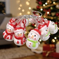Guirlande lumineuse de Noël LED en forme de bonhomme de neige, lumière chaude, alimentée par piles, décoration de fête à suspendre pour la maison, cadeau de Noël