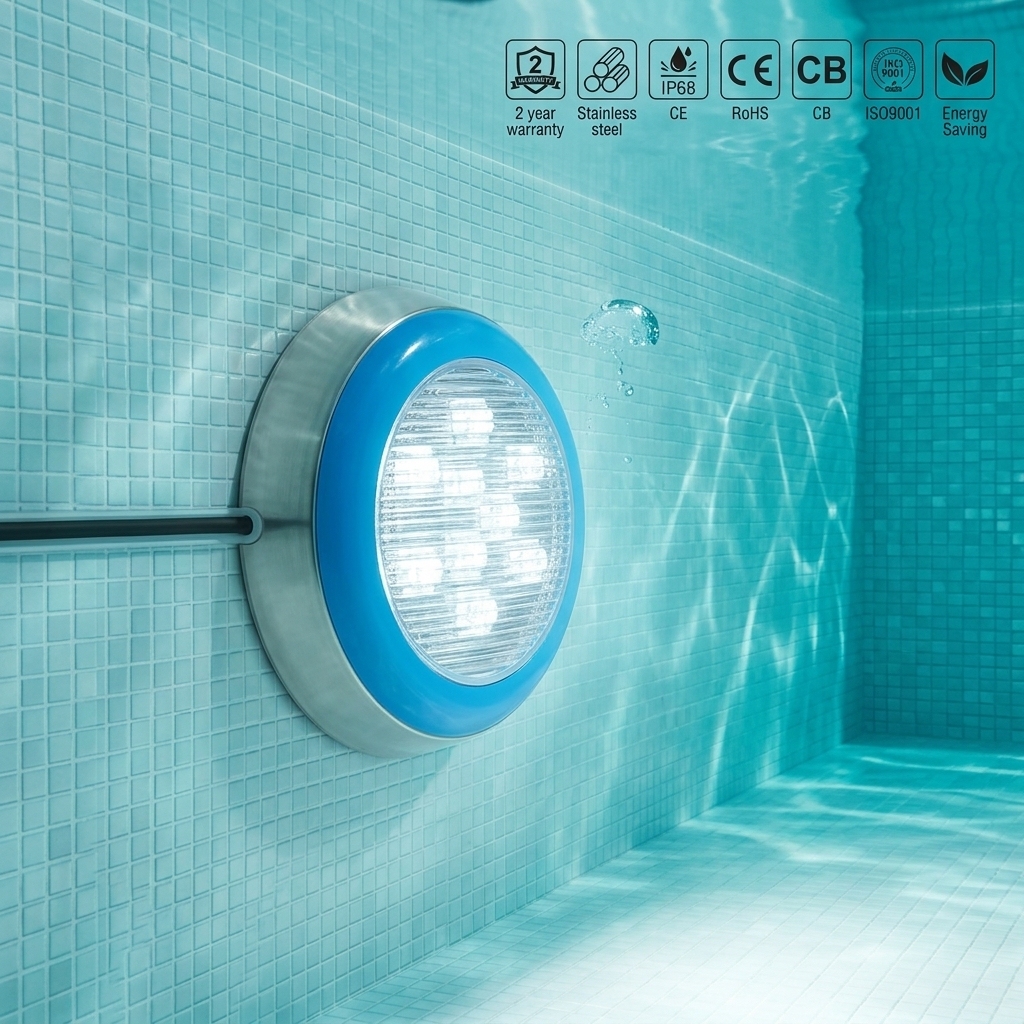 Waterproof IP68 12V Warm White Stainless Steel Surface Wall Mounted Landscape Swimming Pool Light Led Underwater Pool Lamp
