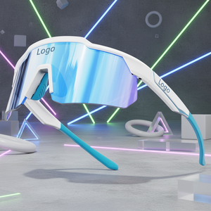 משקפי שמש ספורטיביים לריצה, רכיבה על אופניים, טיפוס הרים ואופני הרים, מסגרת לבנה TR90 איכותית בהתאמה אישית סיטונאית, הגנה UV400 - Product Image 1