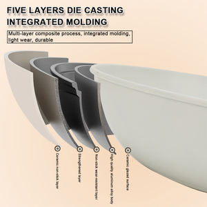 Multifunción 32cm <span class=keywords><strong>mejor</strong></span> cocina antiadherente cocina arte mango de madera Corea Die Cast cerámica <span class=keywords><strong>Wok</strong></span> Pan con tapa de vidrio - Product Image 4