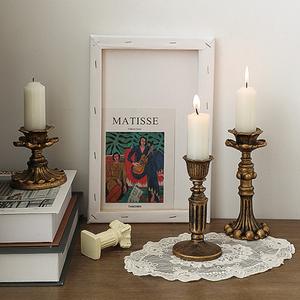 Portacandele in resina da pavimento alto in oro antico classico francese decorativo - Product Image 4