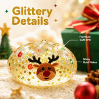 Ensemble de jouets anti-stress lumineux en forme de boulette de Noël en TPR avec paillettes, 4 designs festifs, coffret cadeau, vente en gros, personnalisable OEM ODM
