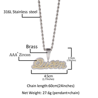 Shujin — collier pendentif avec nom personnalisé pour femmes, bijoux en plaqué or 18K, pour rappeur