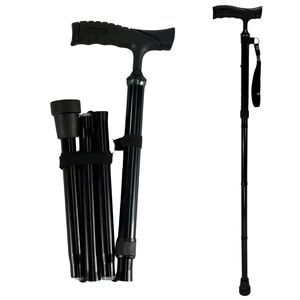 Bastone da passeggio pieghevole Premium con manico in legno morbido regolabile in altezza e punta in ottone per attività all'aperto come l'escursionismo in campeggio - Product Image 1