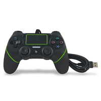 Manette de jeu filaire recouverte de caoutchouc pour P4, contrôleur de jeu USB avec double vibration et gyroscope 6 axes, compatible avec PC