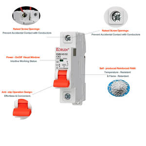 KORLEN AC elektrik 32/40A 4P miniatur pemutus arus (MCB) DIN Rail Mounting bahan PA66 - Product Image 5