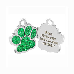 Großhandel Custom Engraved Alloy Luxus Stil 4-Zeilen-Pfoten abdruck Runde Haustier ID Tags für Hunde Halsbänder Leinen & Geschirre - Product Image 2
