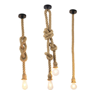 Jaune créatif jute corde de chanvre pendentif lumière e26 e27 support de lampe