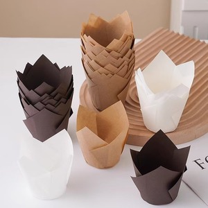 Merry Bakery – Moules à pâtisserie et à muffins jetables en papier sulfurisé écologique, style <span class=keywords><strong>journal</strong></span>, forme tulipe - Product Image 2