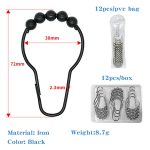 YIWANG venta al por mayor negro Matel baño ducha cortina anillo ganchos - Product Image 3
