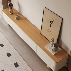 Console <span class=keywords><strong>TV</strong></span> murale de luxe pour économiser de l'espace dans le salon, bancs <span class=keywords><strong>TV</strong></span> flottants, console multimédia suspendue avec deux tiroirs - Product Image 4