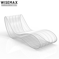 WISEMAX – mobilier d'extérieur moderne avec cadre en métal blanc, chaise de piscine inclinable en forme de S, chaise longue en acier inoxydable avec coussin