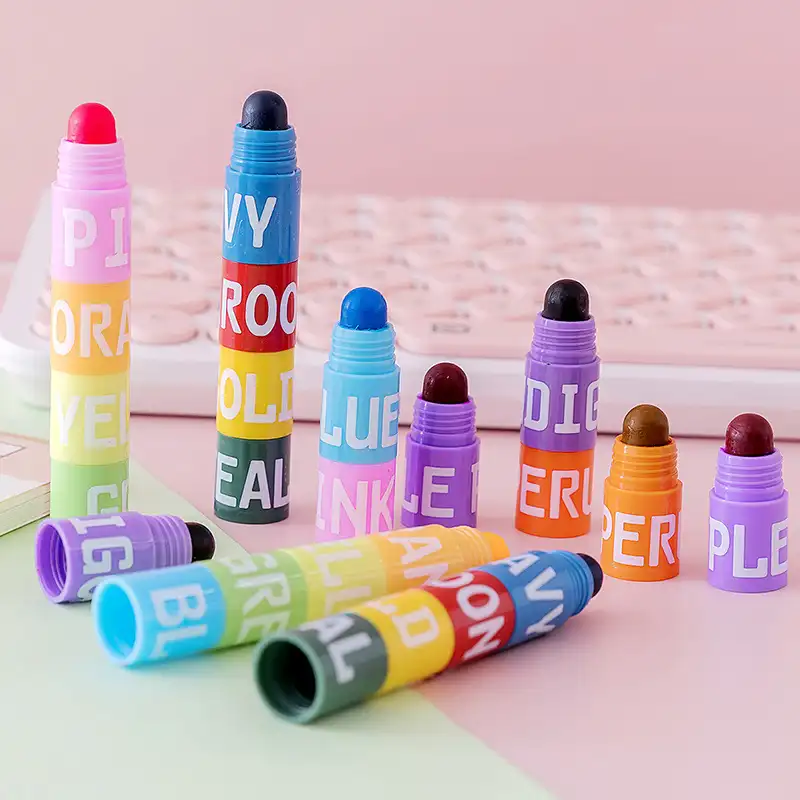 Sáng Tạo Vui Nhộn Cho Trẻ Em 12 Màu Sắc Có Thể Giặt Được Mượt Rắn Highlighter Stackable Crayon