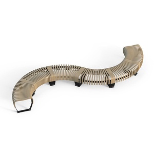 <b>Leisure</b> Chair Outdoor Stainless Steel Curved <b>Bench</b> Finished Chair Scenic Areas Parks Squares Tree-side Chair Imitation Wood - Product Image 6