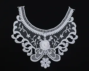 Neues Design Allover Chemical Lace Collar Neck Wasser lösliches weißes Guipure Neck Lace Trim Zubehör für Kinder Damen bekleidung