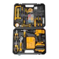 Perceuse sans fil industrielle 21V, ensemble d'outils électriques à vitesse variable, batterie au lithium, kit de bricolage OEM, marteau, clé à molette, pinces, fournitures, boîte