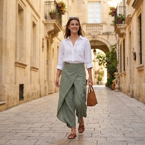 Pantalon long en coton crocheté pour femme, style coréen, couleur unie, anti-plis, décontracté, nouvelle collection printemps-été, vente en gros pour boutiques - Product Image 2