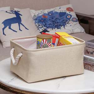 Panier de rangement en tissu multifonctionnel avec poignées, bacs de rangement rectangulaires pour jouets - Product Image 6