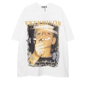 เสื้อยืดสตรีทเฮฟวีเวตไซส์โอเวอร์ไซส์ผ้าถักรัดรูปพิมพ์ลายสตรีทแวร์ - Product Image 3