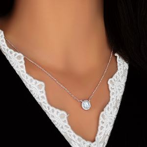 Accesorios de Joyería, Collares Minimalistas con Colgante Redondo, Chapado en Oro de 18K, Collar de Zirconia para Mujer - Product Image 5