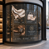 Écran LED transparent flexible pour vitrine de magasin de luxe incurvée