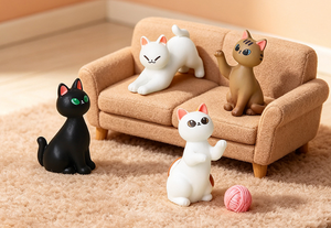 Colección de Figuritas de Resina de Animales en Poses: Gato de la Suerte que se mueve, se estira, se agacha y se sienta. Juguetes de Cápsula para Vending de Plastilina y <span class=keywords><strong>Slime</strong></span> para Amantes de los Gatos. - Product Image 5