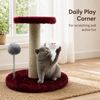 Tour pour chat en corde de sisal en gros avec perchoir rond en peluche, jouet à ressort et jouet suspendu pour chatons et petits chats OEM