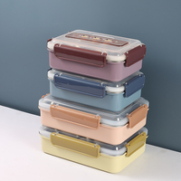 Boîte à lunch en acier inoxydable, boîte bento à 4 compartiments, récipient alimentaire écologique et étanche pour adultes/enfants