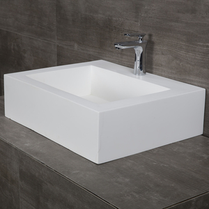 Lavabo mural en céramique blanc de haute qualité au design moderne, surface solide, pour la maison et l'hôtel - Product Image 4