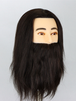 Tête de mannequin homme 100% cheveux humains avec barbe pour les étudiants en école de coiffure, formation professionnelle en coupe de cheveux